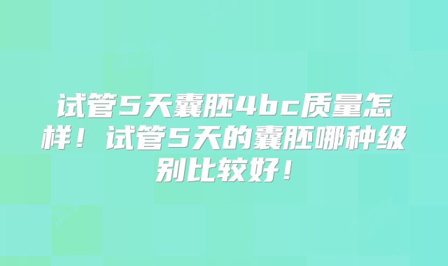 试管5天囊胚4bc质量怎样！试管5天的囊胚哪种级别比较好！