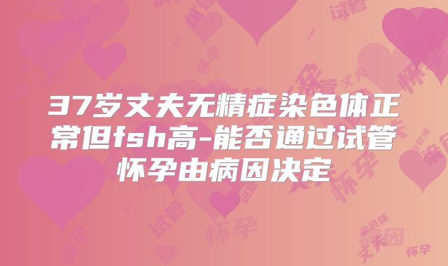 37岁丈夫无精症染色体正常但fsh高-能否通过试管怀孕由病因决定