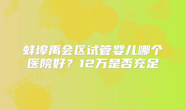 蚌埠禹会区试管婴儿哪个医院好?12万是否充足