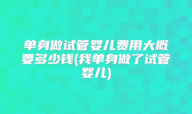 单身做试管婴儿费用大概要多少钱(我单身做了试管婴儿)