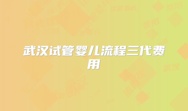 武汉试管婴儿流程三代费用
