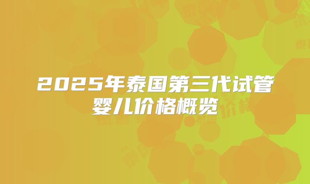 2025年泰国第三代试管婴儿价格概览