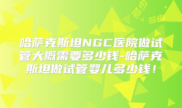 哈萨克斯坦NGC医院做试管大概需要多少钱-哈萨克斯坦做试管婴儿多少钱！