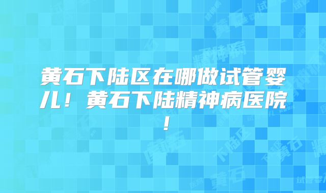 黄石下陆区在哪做试管婴儿!黄石下陆精神病医院!