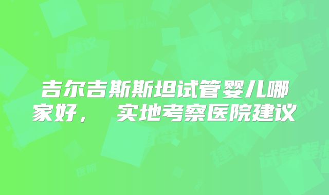 吉尔吉斯斯坦试管婴儿哪家好, 实地考察医院建议