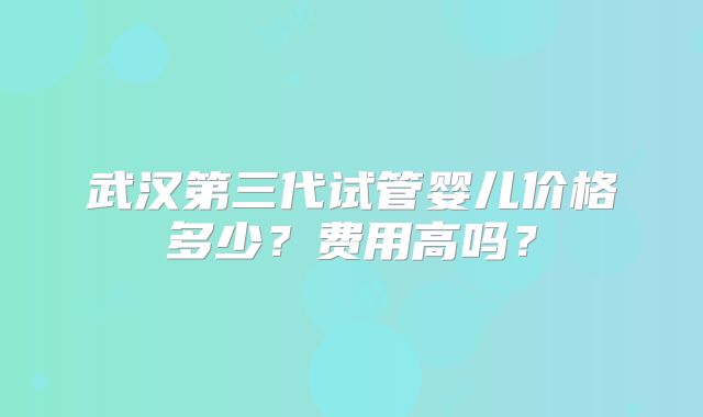 武汉第三代试管婴儿价格多少?费用高吗?