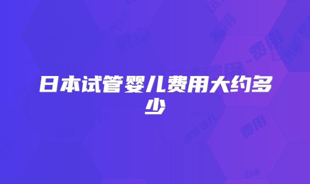 日本试管婴儿费用大约多少