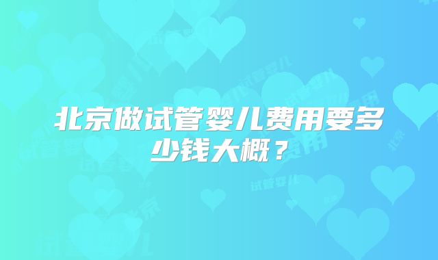 北京做试管婴儿费用要多少钱大概?