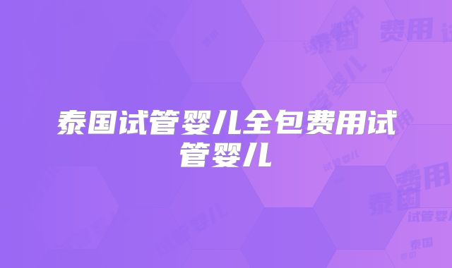 泰国试管婴儿全包费用试管婴儿