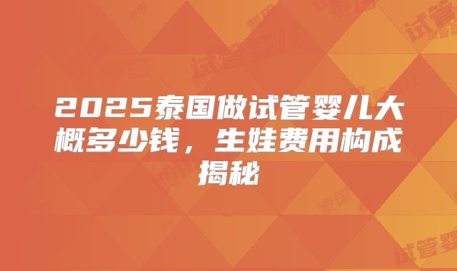 2025泰国做试管婴儿大概多少钱，生娃费用构成揭秘