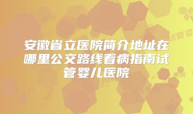 安徽省立医院简介地址在哪里公交路线看病指南试管婴儿医院