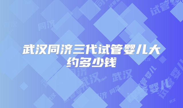 武汉同济三代试管婴儿大约多少钱