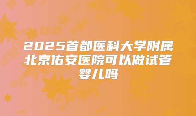 2025首都医科大学附属北京佑安医院可以做试管婴儿吗