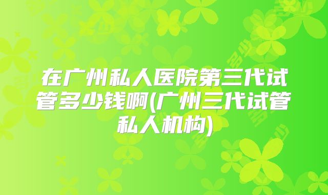 在广州私人医院第三代试管多少钱啊(广州三代试管私人机构)