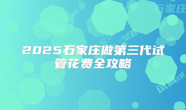 2025石家庄做第三代试管花费全攻略