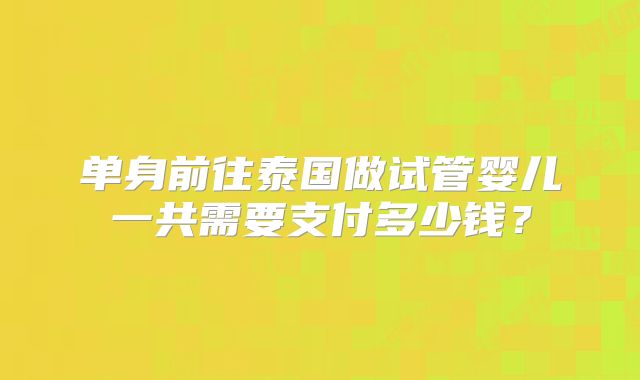 单身前往泰国做试管婴儿一共需要支付多少钱？