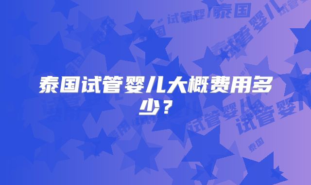 泰国试管婴儿大概费用多少?