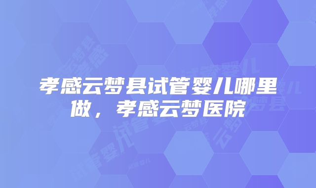 孝感云梦县试管婴儿哪里做,孝感云梦医院