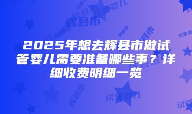 2025年想去辉县市做试管婴儿需要准备哪些事？详细收费明细一览