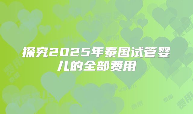 探究2025年泰国试管婴儿的全部费用