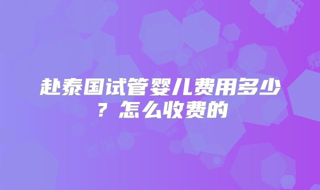 赴泰国试管婴儿费用多少?怎么收费的