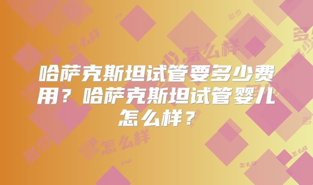 哈萨克斯坦试管要多少费用？哈萨克斯坦试管婴儿怎么样？