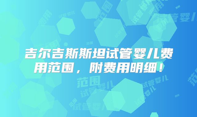 吉尔吉斯斯坦试管婴儿费用范围，附费用明细！