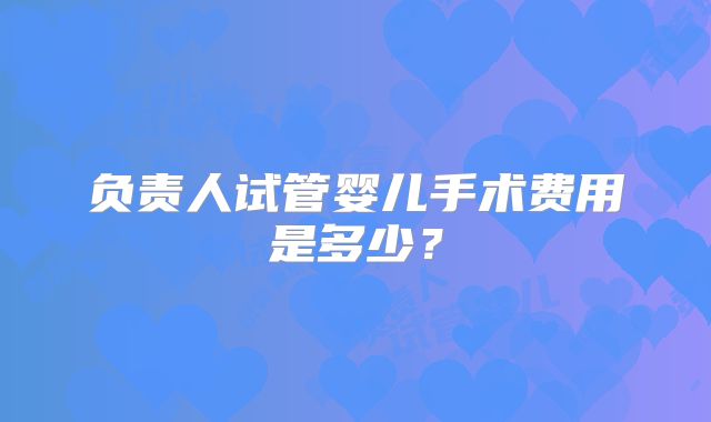 负责人试管婴儿手术费用是多少?