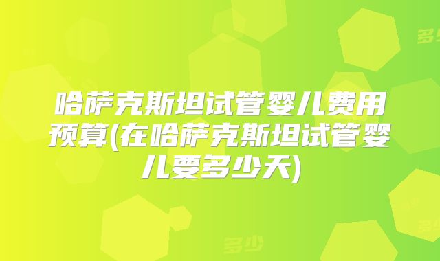 哈萨克斯坦试管婴儿费用预算(在哈萨克斯坦试管婴儿要多少天)