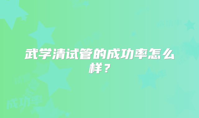 武学清试管的成功率怎么样?