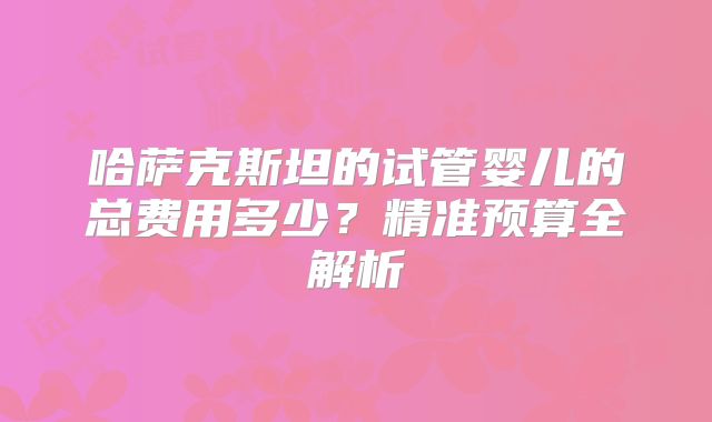 哈萨克斯坦的试管婴儿的总费用多少?精准预算全解析