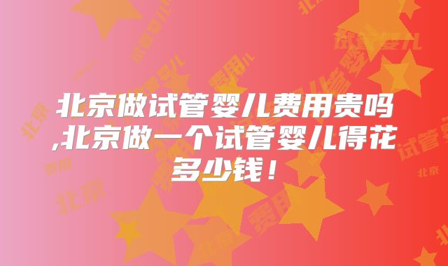 北京做试管婴儿费用贵吗,北京做一个试管婴儿得花多少钱!