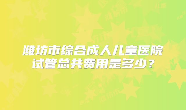 潍坊市综合成人儿童医院试管总共费用是多少?