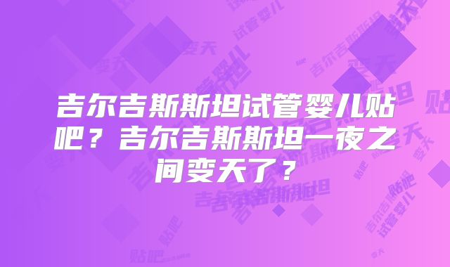 吉尔吉斯斯坦试管婴儿贴吧?吉尔吉斯斯坦一夜之间变天了?