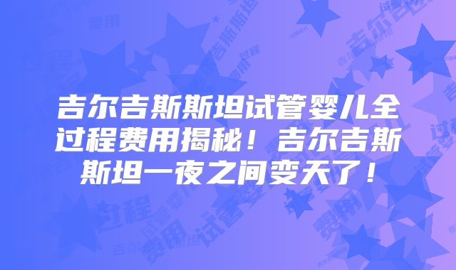 吉尔吉斯斯坦试管婴儿全过程费用揭秘!吉尔吉斯斯坦一夜之间变天了!