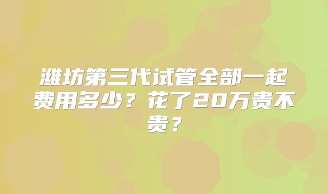 潍坊第三代试管全部一起费用多少?花了20万贵不贵?