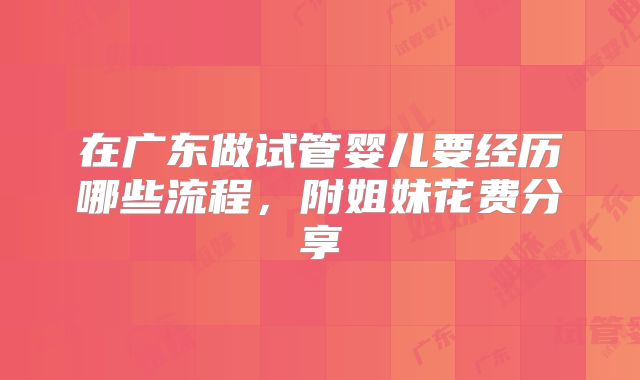 在广东做试管婴儿要经历哪些流程,附姐妹花费分享