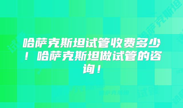 哈萨克斯坦试管收费多少!哈萨克斯坦做试管的咨询!