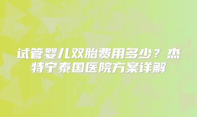 试管婴儿双胎费用多少?杰特宁泰国医院方案详解