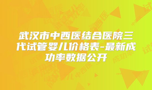 武汉市中西医结合医院三代试管婴儿价格表-最新成功率数据公开