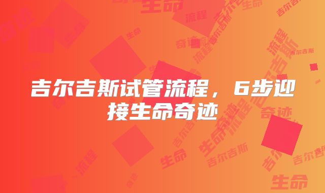 吉尔吉斯试管流程，6步迎接生命奇迹