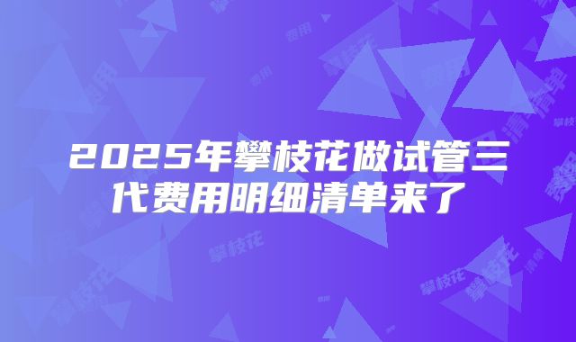 2025年攀枝花做试管三代费用明细清单来了