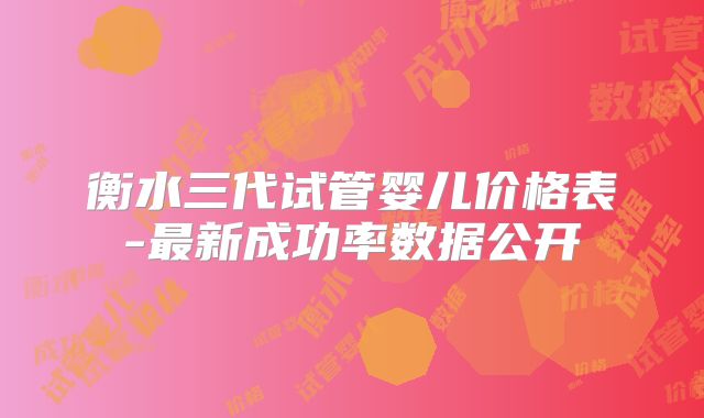衡水三代试管婴儿价格表-最新成功率数据公开