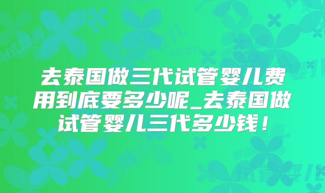 去泰国做三代试管婴儿费用到底要多少呢_去泰国做试管婴儿三代多少钱！