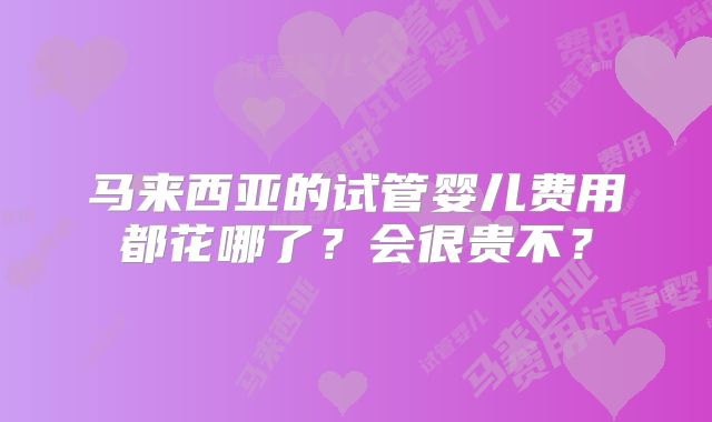 马来西亚的试管婴儿费用都花哪了？会很贵不？