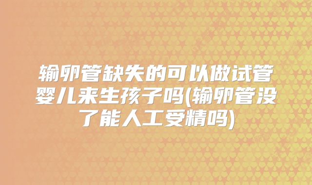 输卵管缺失的可以做试管婴儿来生孩子吗(输卵管没了能人工受精吗)