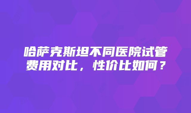 哈萨克斯坦不同医院试管费用对比，性价比如何？