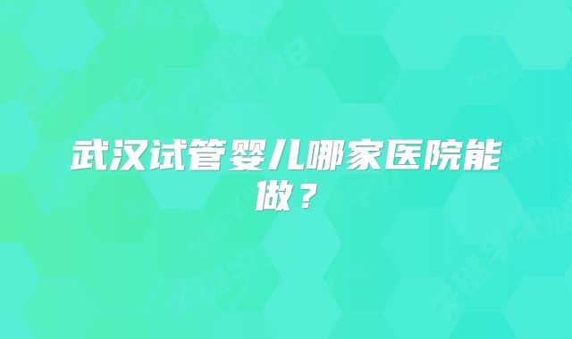 武汉试管婴儿哪家医院能做?