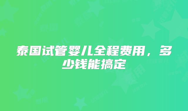 泰国试管婴儿全程费用,多少钱能搞定