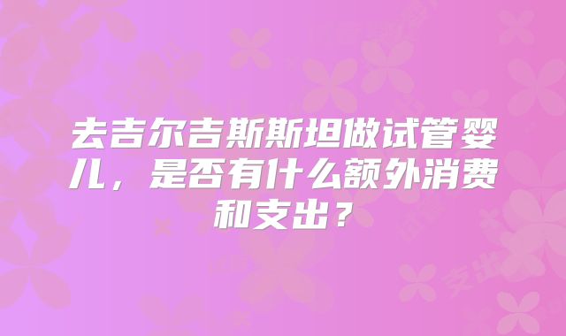 去吉尔吉斯斯坦做试管婴儿，是否有什么额外消费和支出？